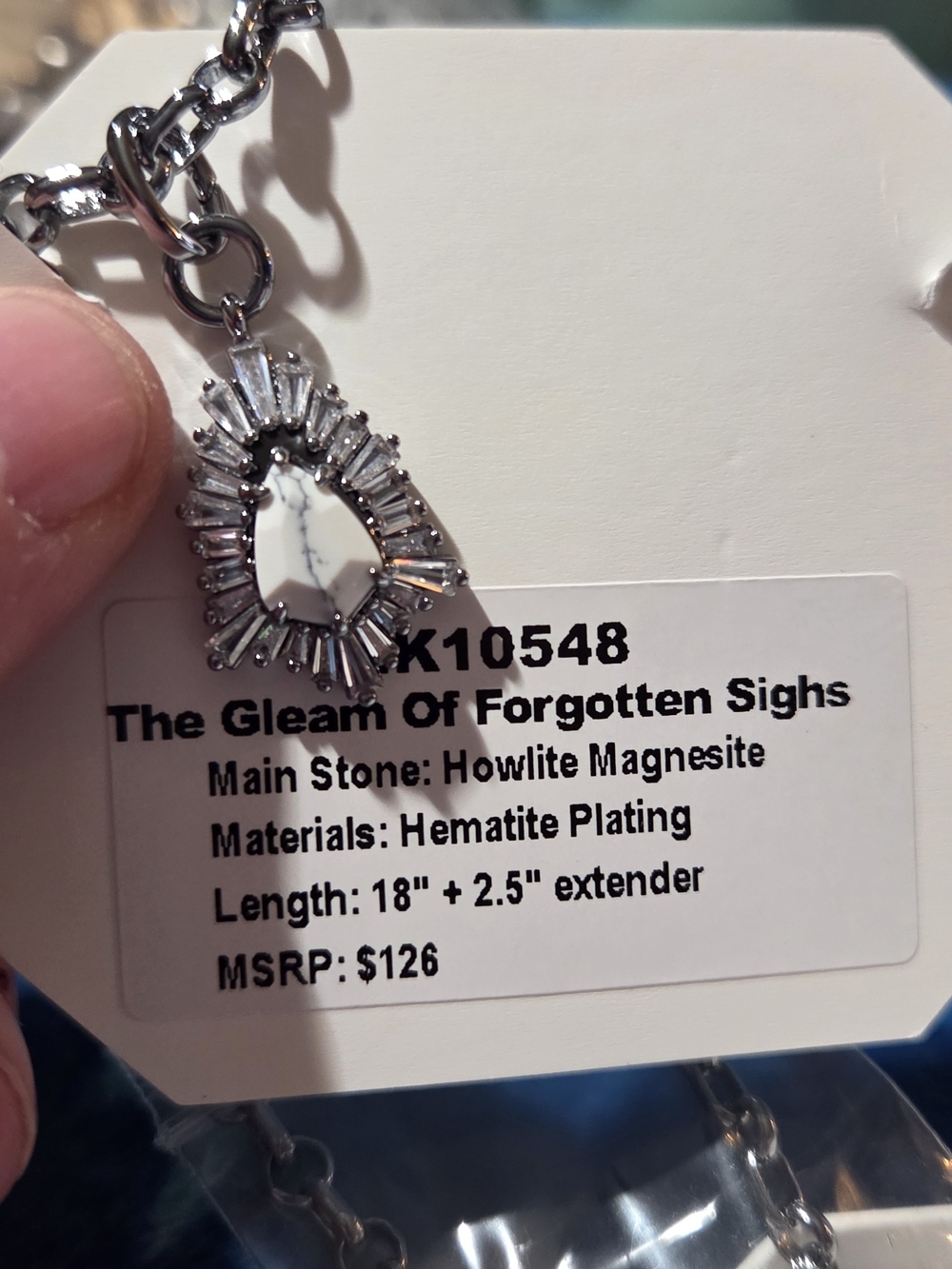 The Gleam Of Forgotten Sighs Howlite Magnesite Necklace in Silver